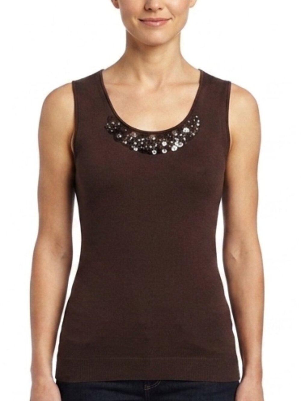 Laurel Silk/Cashmere Embellished Knit Sleeveless Top- Sz. 34/XS